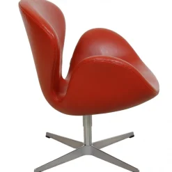 Swan Chair aus Rotem Original Leder von Arne Jacobsen, 2000er