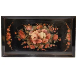 Tablett mit Blumen Rosen und Pfingstrosen, Napoleon Iii, S. Xix France