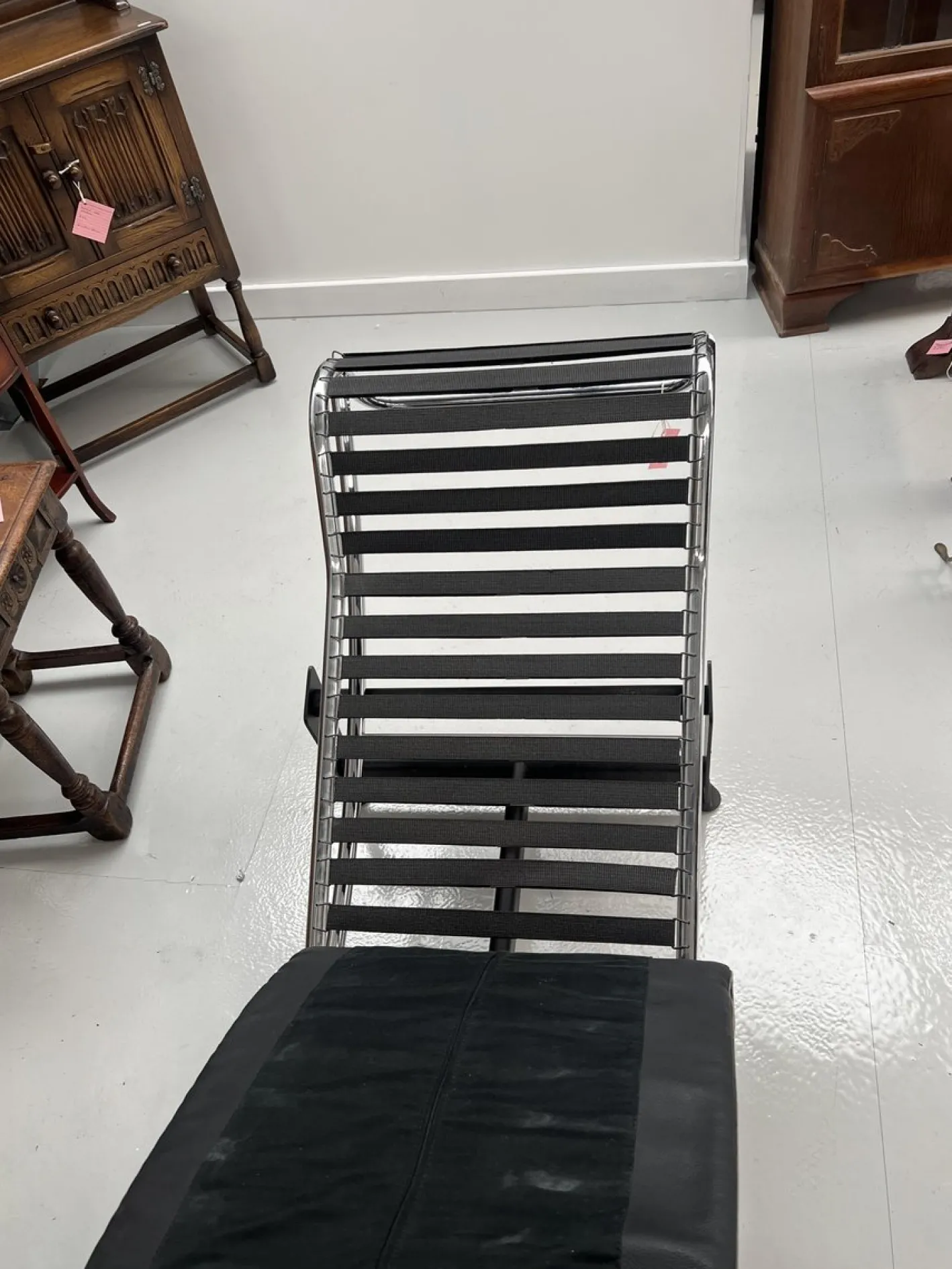 Tagesbett aus Chrom & Leder im Stil von Corbusier
