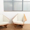 Taliesin Origami Stühle mit Bezug aus Kirschholz & Stoffbezug von Frank Lloyd Wright für Cassina, 1986, 2er Set