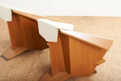 Taliesin Origami Stühle mit Bezug aus Kirschholz & Stoffbezug von Frank Lloyd Wright für Cassina, 1986, 2er Set