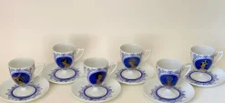 Tassen und Untertassen von Monaco Porcelain Design, 1970er, 6er Set
