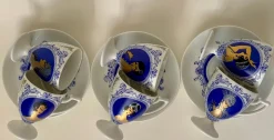 Tassen und Untertassen von Monaco Porcelain Design, 1970er, 6er Set