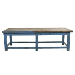 Teak Arbeitstisch mit Blauer Patina