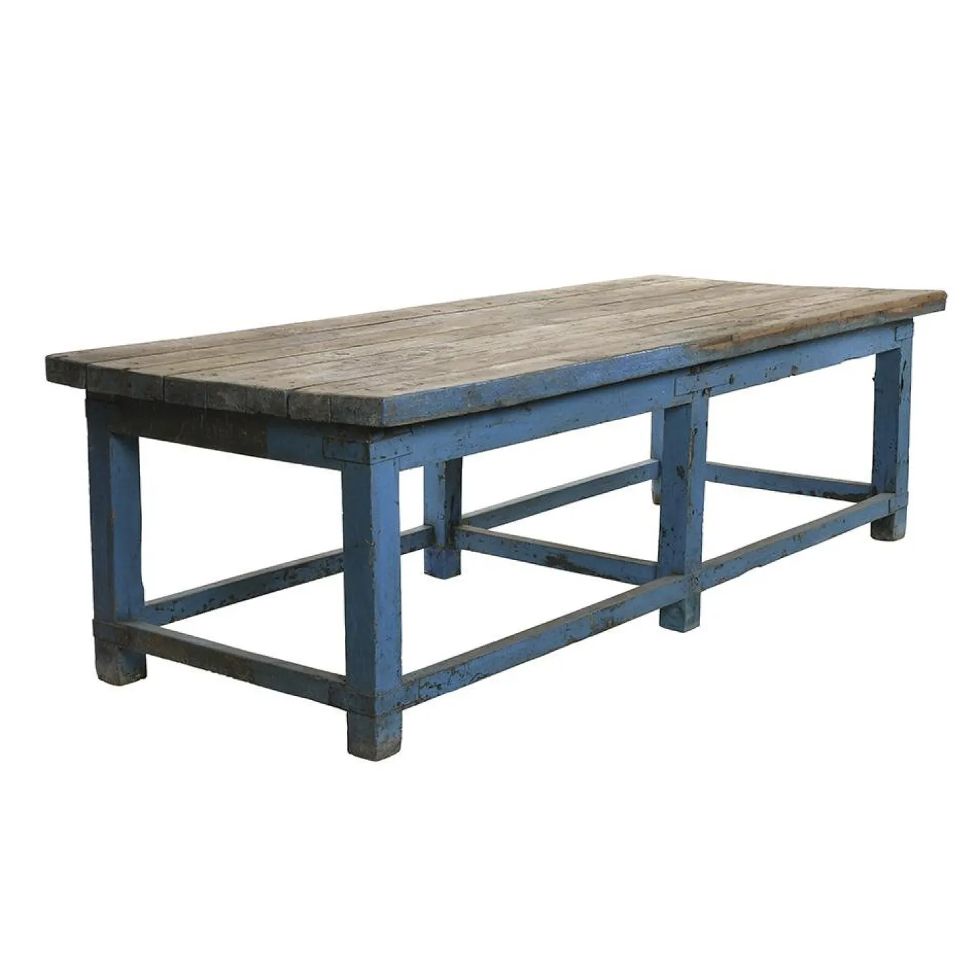 Teak Arbeitstisch mit Blauer Patina