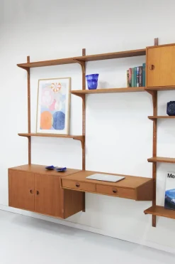 Teak Wandregal mit 3 Streifen von HG Furniture, 1960er, 13 . Set