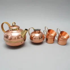 Teeservice aus Metall, Kupfer & Messing von Harald Buchrucker, 1920er, 9 Set
