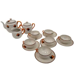 Teeservice aus Polychromem Porzellan, Japan, 1960er, 15 Set