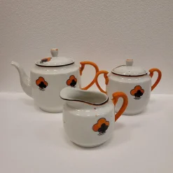 Teeservice aus Polychromem Porzellan, Japan, 1960er, 15 Set