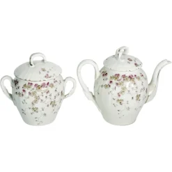 Teeservice mit Floraler Dekoration, Frankreich, 20. Jh., 2er Set