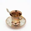 Teetasse mit Untertasse und Löffel aus vergoldetem Silber mit gravierten Pflanzenmotiven, 3 . Set