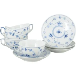 Teetassen mit passenden Untertassen von Royal Copenhagen, 8 . Set