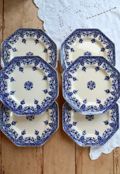 Teller aus Eisenstein im Rouen-Muster von Longchamp, 1890er, 6er Set