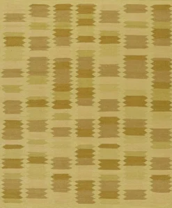 Teppich im Skandinavischen Stil mit geometrischen Mustern in Gold und Chartreuse von Rug&Kilim