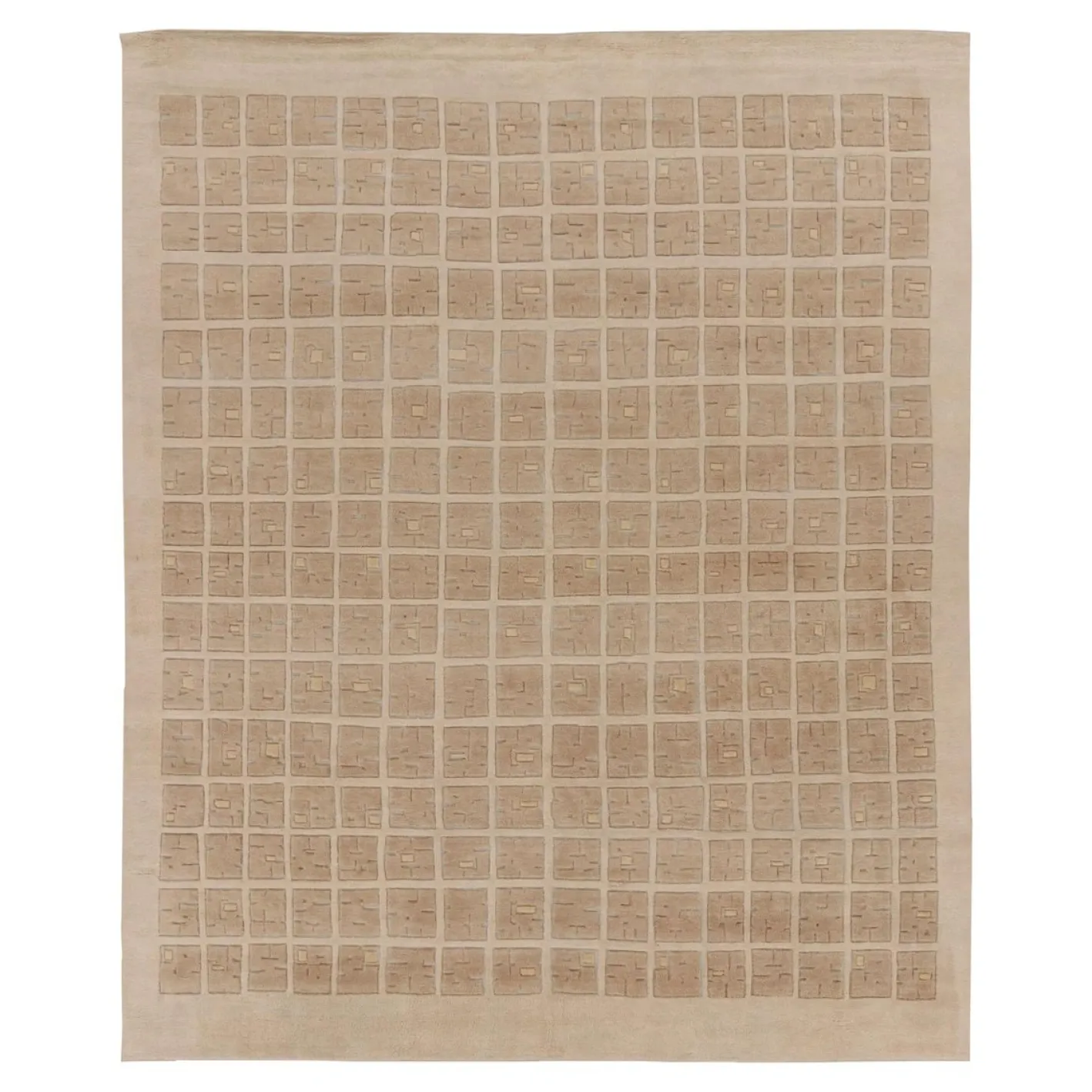 Teppich im skandinavischen Stil mit strukturiertem High-Low Gitter von Rug&Kelim