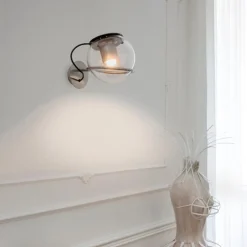 The Globe Wandlampe aus mundgeblasenem Klarglas von Joe Colombo für Oluce