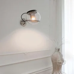 The Globe Wandlampe aus mundgeblasenem Klarglas von Joe Colombo für Oluce