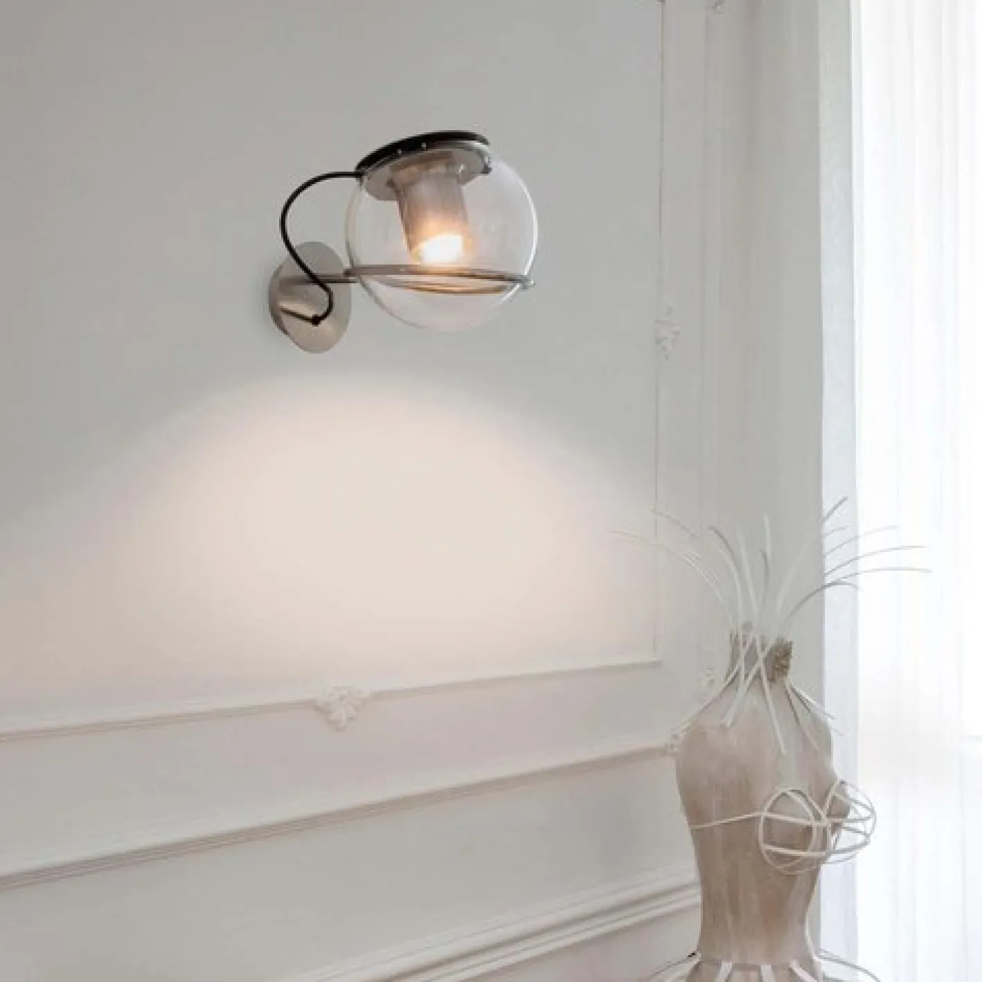 The Globe Wandlampe aus mundgeblasenem Klarglas von Joe Colombo für Oluce