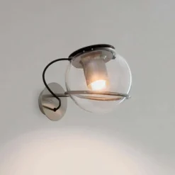 The Globe Wandlampe aus mundgeblasenem Klarglas von Joe Colombo für Oluce