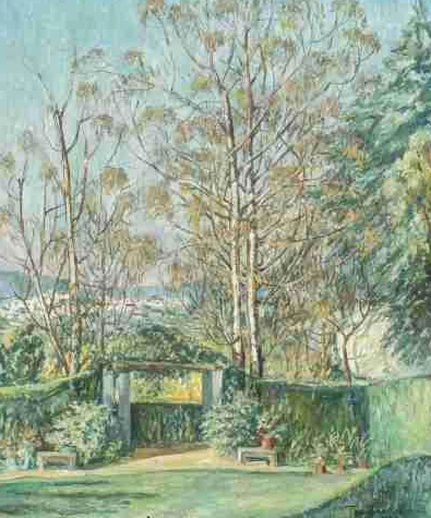 Theodora Andresen, Garten des Hauses in der Straße António Cardoso, Öl auf Leinwand