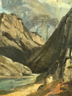 Theodor Köppen, Alpine Berglandschaft, 1900, Ölgemälde auf Karton, gerahmt