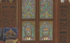 The Oriental Chamber: An Ottomane Interior of Textiles and Carved Wood, 1900s, Color Print