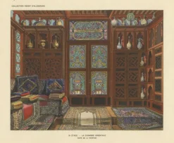 The Oriental Chamber: An Ottomane Interior of Textiles and Carved Wood, 1900s, Color Print