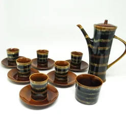 Tiger Kaffee von A. Sadulski für Mirostowice Pottery, Polska, 1960er, 14er Set