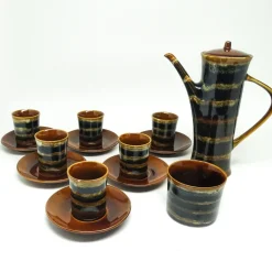 Tiger Kaffee von A. Sadulski für Mirostowice Pottery, Polska, 1960er, 14er Set