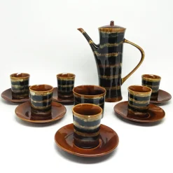 Tiger Kaffee von A. Sadulski für Mirostowice Pottery, Polska, 1960er, 14er Set