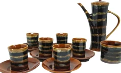 Tiger Kaffee von A. Sadulski für Mirostowice Pottery, Polska, 1960er, 14er Set