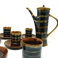 Tiger Kaffee von A. Sadulski für Mirostowice Pottery, Polska, 1960er, 14er Set