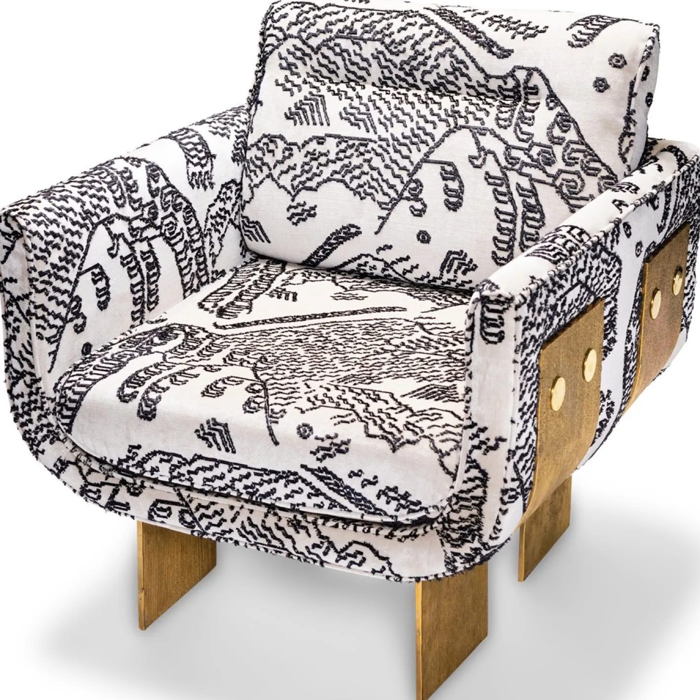 Tiger Samt Sessel mit Beinen aus Messingguss von Egg Designs