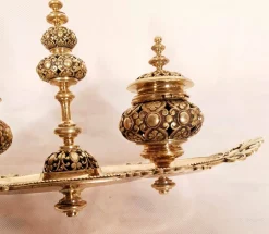 Tintenfass im osmanischen Stil aus Goldbronze mit Tablett