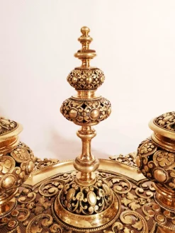 Tintenfass im osmanischen Stil aus Goldbronze mit Tablett