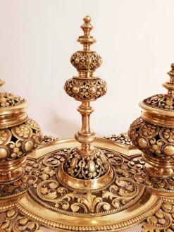 Tintenfass im osmanischen Stil aus Goldbronze mit Tablett