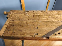 Tischler Hobelbank mit Gusseisen, 1920er