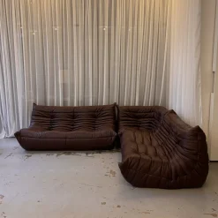 Togo Leder Set von Michel Ducaroy für Ligne Roset, 1973, 3er Set