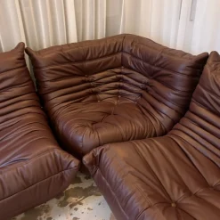 Togo Leder Set von Michel Ducaroy für Ligne Roset, 1973, 3er Set