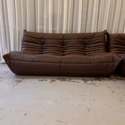 Togo Leder Set von Michel Ducaroy für Ligne Roset, 1973, 3er Set