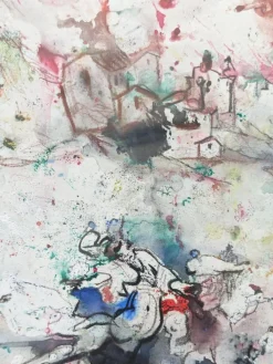 Tomislav Spasic, Karneval Komposition, Aquarell und Tusche auf Papier, 1970er