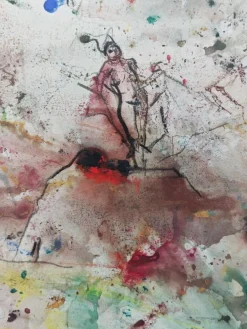 Tomislav Spasic, Karneval Komposition, Aquarell und Tusche auf Papier, 1970er