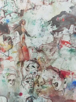 Tomislav Spasic, Karneval Komposition, Aquarell und Tusche auf Papier, 1970er