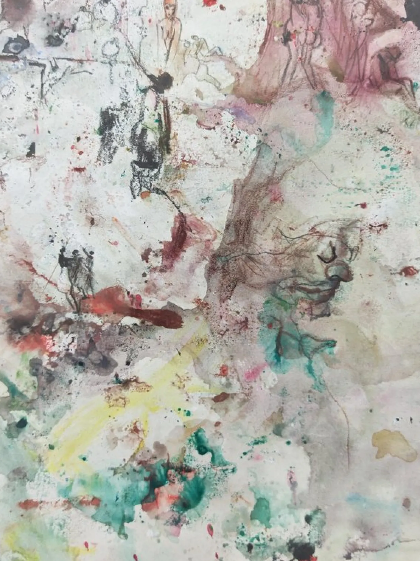 Tomislav Spasic, Karneval Komposition, Aquarell und Tusche auf Papier, 1970er