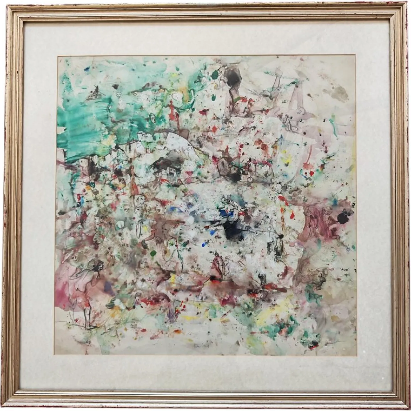 Tomislav Spasic, Karneval Komposition, Aquarell und Tusche auf Papier, 1970er