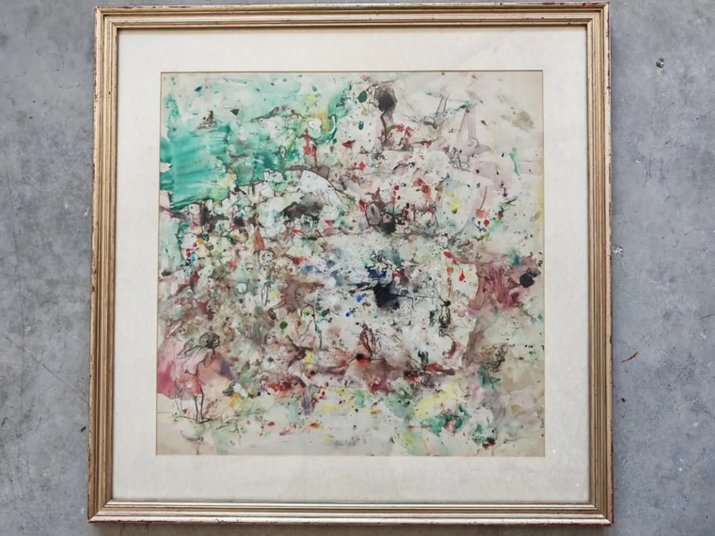 Tomislav Spasic, Karneval Komposition, Aquarell und Tusche auf Papier, 1970er