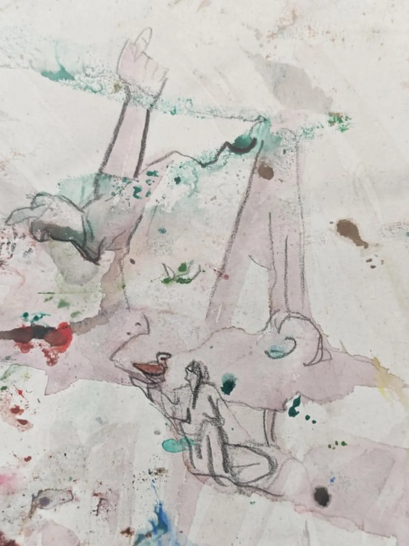 Tomislav Spasic, Karneval Komposition, Aquarell und Tusche auf Papier, 1970er