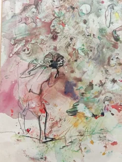 Tomislav Spasic, Karneval Komposition, Aquarell und Tusche auf Papier, 1970er