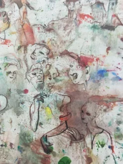 Tomislav Spasic, Karneval Komposition, Aquarell und Tusche auf Papier, 1970er