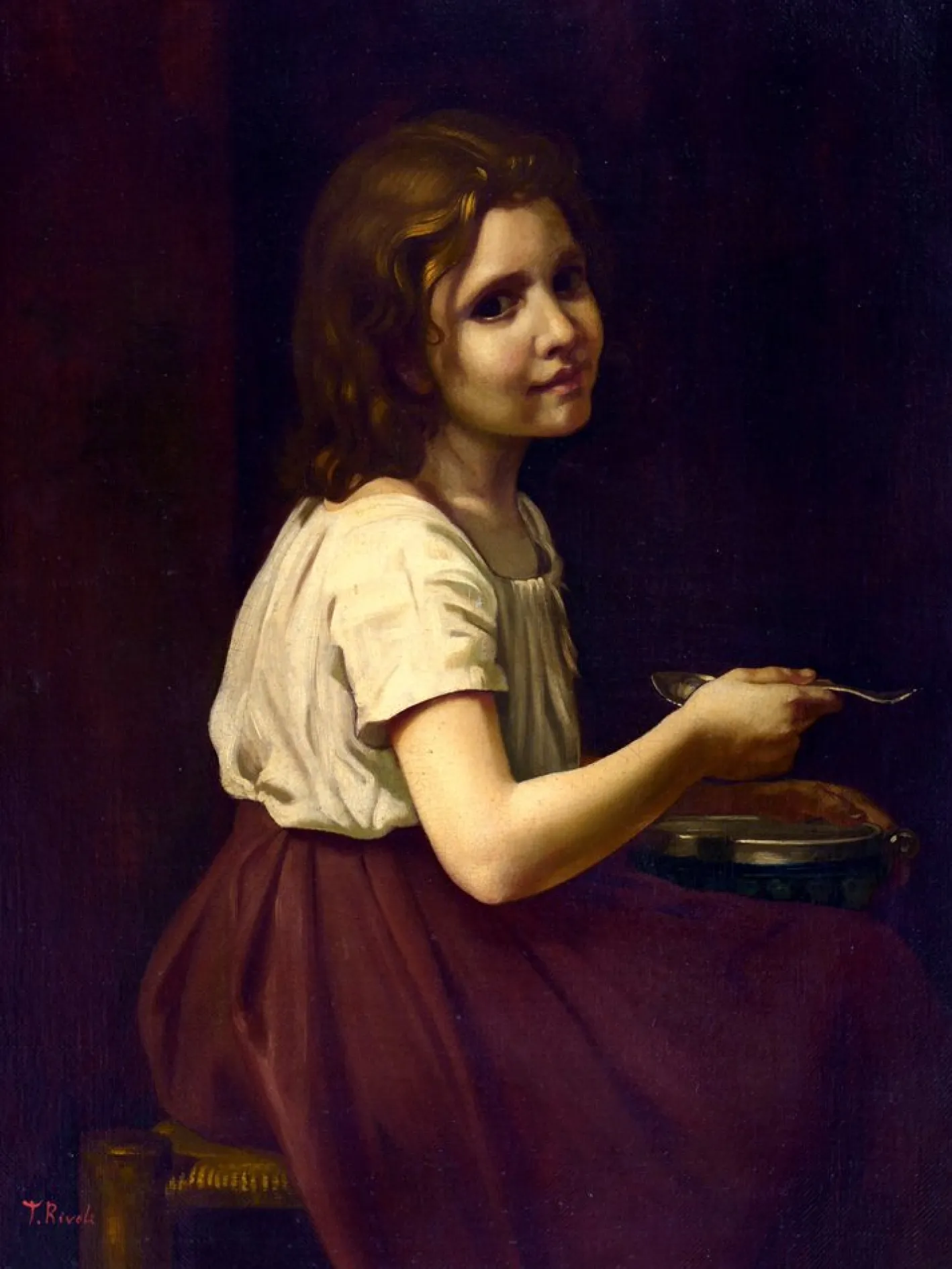 Tommaso Rivoli, Suppe: Hommage an William-Adolphe Bouguereau, Öl auf Leinwand, 20. Jahrhundert